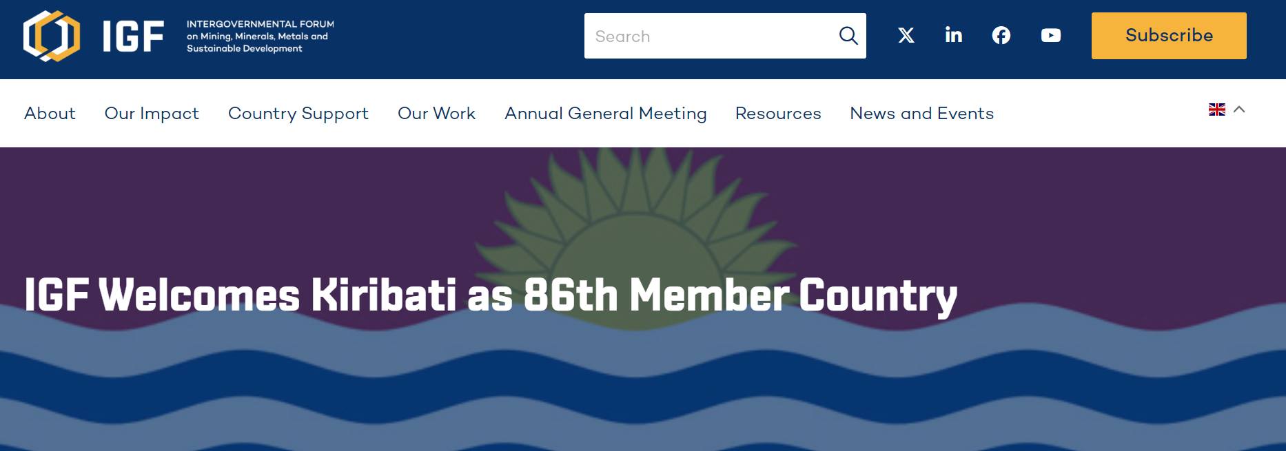 A New Chapter: Kiribati Becomes 86th Member of IGF on Mining and Sustainability